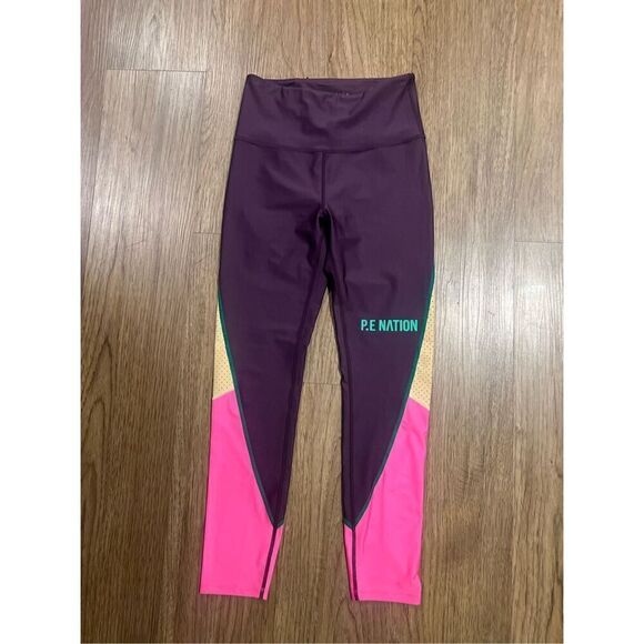 P.E. Nation Maximise Legging in Purple Pennant Colorblock- Size Small NWT$120 - Picture 1 of 5